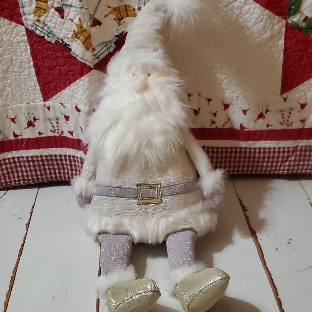 Festive Santa Plush with Silver Accents